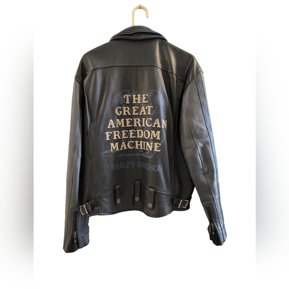 Rare Vintage late 90s Y2K Unisex Size Medium Leather Harley Davidson Moto Jacket